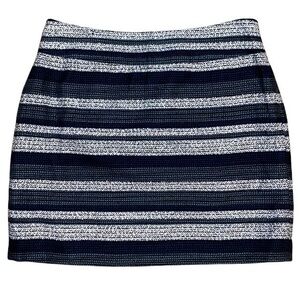 Loft mini skirt wide stripes colors are blue, black,white